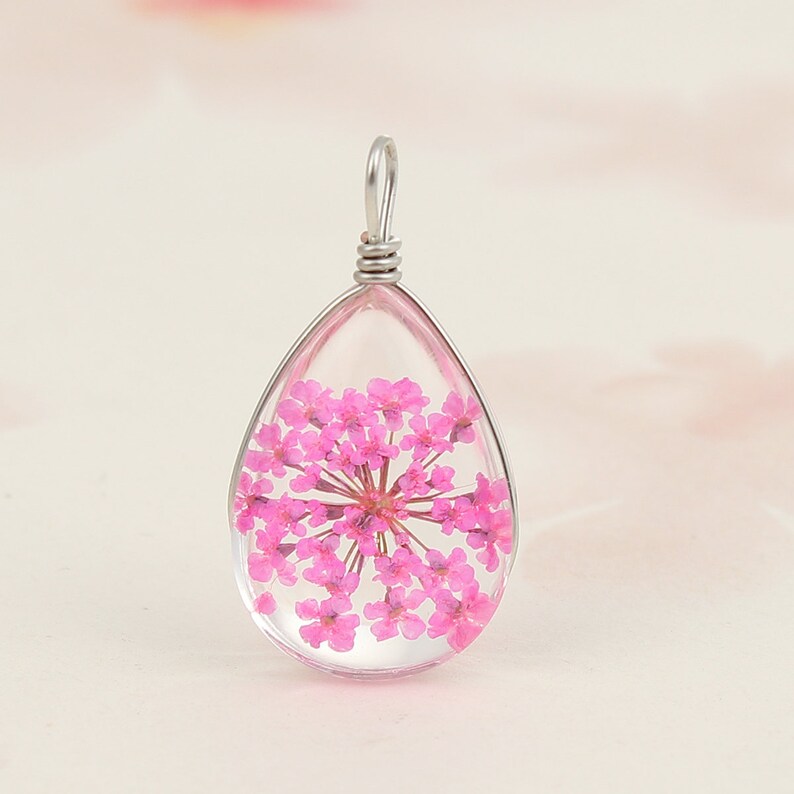 2 Pink Dried Flower Globe Pendant Real Flower Jewelry 25mm X Etsy