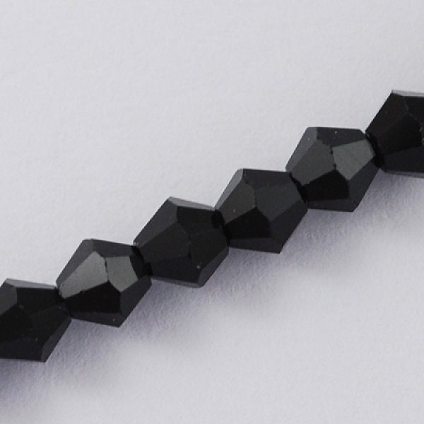 6mm Black Bicone Glass Bead Strands