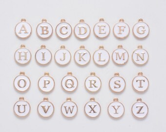 26pcs Letter A~Z Alloy Enamel Alphabet Charms Flat Round Dangle Pendants 14x12mm 26pcs Letter A~Z Alloy Enamel Alphabet Charms Flat Round Dangle Pendants 14x12mm