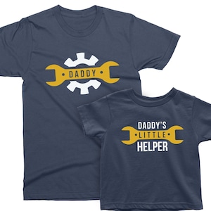 Daddy & Daddy&#39;s Little Helper. Father&#39;s Day gift for Father, Son, Daughter, Baby. Matching Mechanic T-shirts. Father Son matching t-shirts