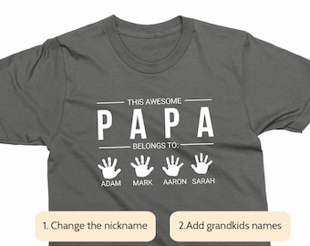 Personalized Papa T-shirt With Grandkids Names, T-shirt for New Papa, Papa's Birthday, Father's Day gift for papa from grandkids, Papa Shirt