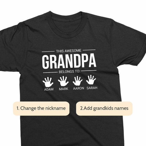 Personalized Grandpa T-shirt With Grandkids Names, T-shirt for Grandpa, Grandpa's Birthday, Father's Day gift for Grandpa from grandkids