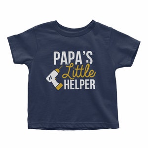 Papa&#39;s little helper | Father Son Matching T-shirts | Grandpa Grandson T-shirts | Daddy and Me Shirts with Drill Machine, Power tool.