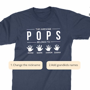 Personalized Pops T-shirt: Grandkids Names & Handprints