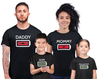 Matching shirts for family Father mother son daughter matching shirts Matching family shirts Mothers day Family matching Battery empty