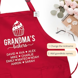 Grandma&#39;s Bakers - Gift for Grandma | Custom Grandma Apron with grandkids names | Gift for Grammie | Grandma&#39;s Birthday | Mother&#39;s day gift