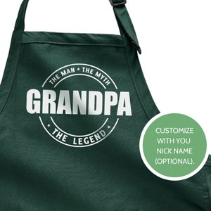 The Man The Myth The Legend Grandpa, Apron for New Grandpa, Grandpa&#39;s Birthday, Father&#39;s Day gift for grandpa from Grandkids, Papa Apron