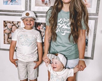 Mama and Mama's boy, Retro Matching mom and son t-shirts, Mom of boys gift, Hippie Mama Shirt, New mom gift, Mother's Day gift | Women's