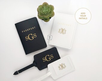 Passport Cover - Personalized Monogram Passport Holder - Couple Matching Passport Holders/Cases for Her & Him - Wedding Custom Gifts