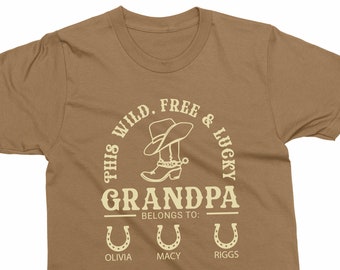 Personalized Grandpa T-shirt, HORSESHOE & Grandkids Names Shirt for Grandpa, Grandpa's Birthday, Father's Day Grandpa's gift from grandkids