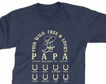 Personalized Grandpa T-shirt: Horseshoe Grandkids Names Gift