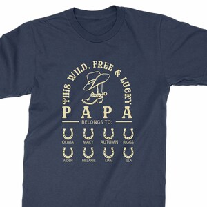 Personalized Papa T-shirt, HORSESHOE & Grandkids Names Shirt for Grandpa, Grandpa&#39;s Birthday, Father&#39;s Day Grandpa&#39;s gift from grandkids