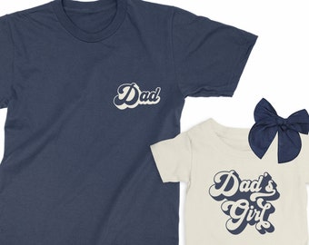 Retro Dad & Dad's Girl T-Shirt Set: Father and daughter matching shirts. Fathers day gift. Father and baby girl gift. New dad gift.