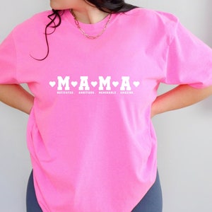 NEON Comfort Colors Mama Shirt, Motivational Mama t-shirt with hearts. Mom Shirt, Gift For Mom, Mother&#39;s Day Gift, New Mom Gift. Support Mom
