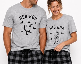 Halloween Couples Pajamas, Her Boo His Boo Matching Pajama Set, Couples Halloween Shirts, Matching Boyfriend Girlfriend PJs, Spooky Gift