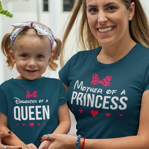 Mother Daughter Matching  T shirts.  Family Outfit.  Mother of a Princess and Daughter of a Queen Set. Mommy and Baby Set.