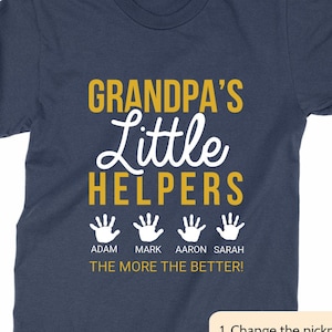 Personalized Grandpa T-shirt with Grandkids names, Grandpa&#39;s Little Helpers, Grandpa&#39;s Birthday Shirt, Father&#39;s Custom Day gift for Grandpa