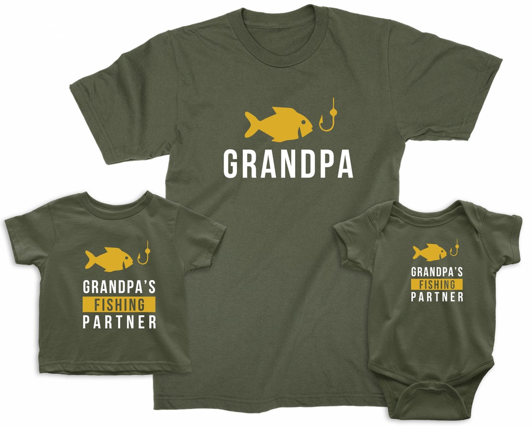 Grandpa and Grandpa's Fishing Partner. Matching T-shirts for