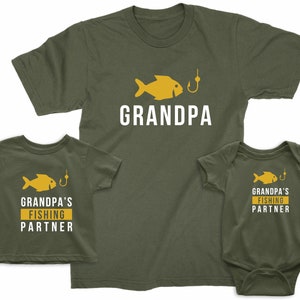 Grandpa and Grandpa's Fishing Partner. Matching t-shirts for Grandpa and grandson/granddaughter. Father's Day / Birthday gift for Grandpa image 1