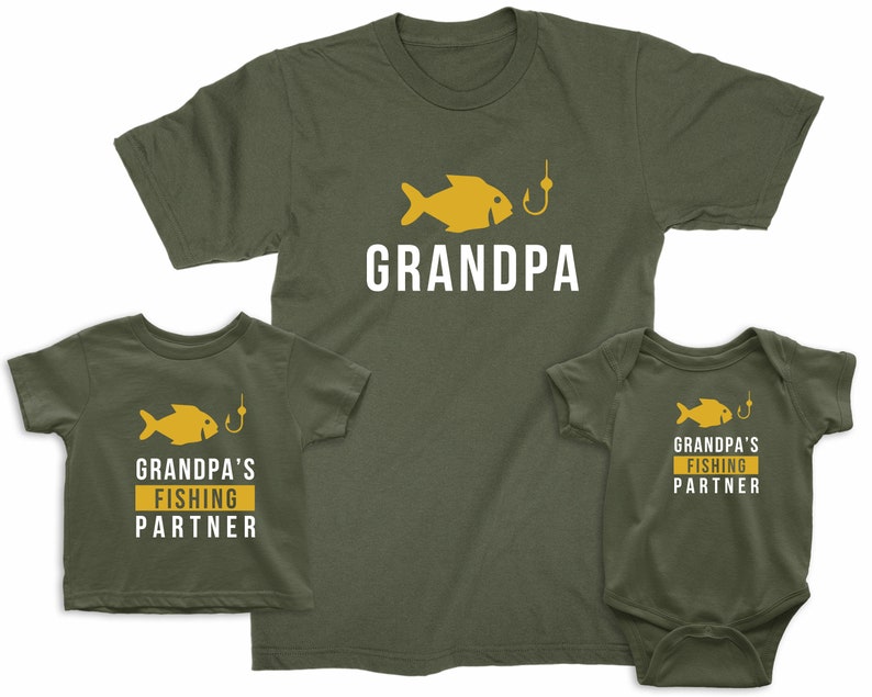 Grandpa and Grandpa's Fishing Partner. Matching t-shirts for Grandpa and grandson/granddaughter. Father's Day / Birthday gift for Grandpa image 1