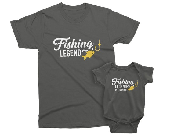 Fishing Legend and Fishing Legend in Training! Fishing Lovers Gift for Birthday or Any Occasion. Grandpa, Daddy and Me - Matching Shirt Set