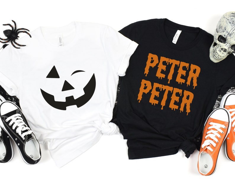 Peter Peter Pumpkin Eater. Halloween Matching Shirts, Halloween Couple Gift, Couple Halloween tees. Pumpkin couple outfit. Fall shirts image 3