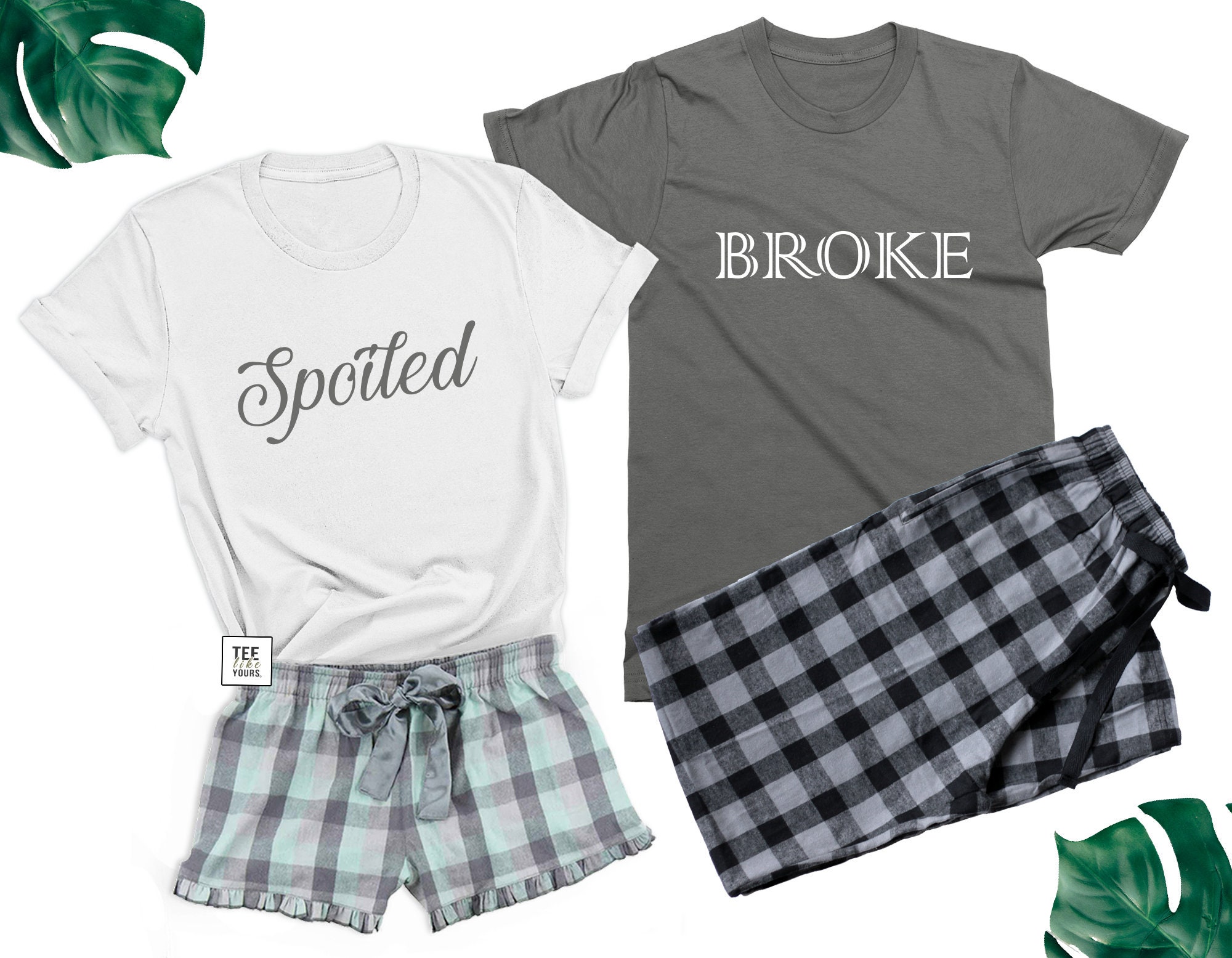 Broke & Spoiled Couple Matching Pajamas. Valentine's Day Gift for Him/her.  Husband and Wife Honeymoon Outfit. Wedding Anniversary Gift CH/B -   Ireland