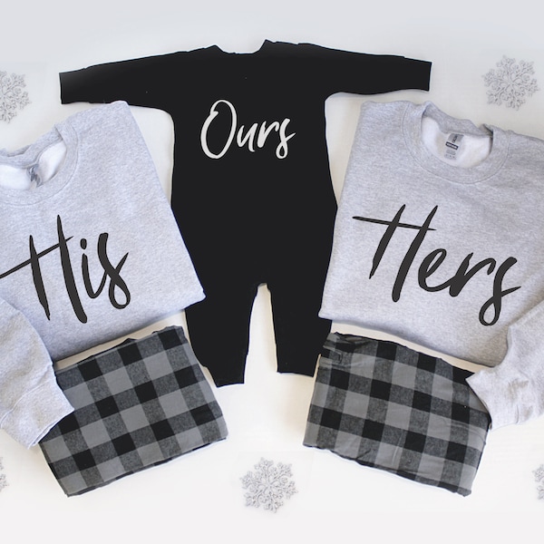 His, Hers & Ours - Family Matching Pajamas,  Family Loungewear, Family Christmas outfit, Gift for new Mom and Dad, Kids Christmas Pjs