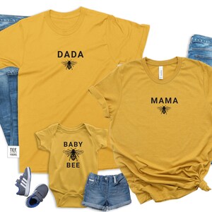 Bee Matching Family T-shirts. Family coordinating shirts for Father, Mother, Son, Daughter, Baby. Baby Bee 1st b-day shirt. Bee themed party