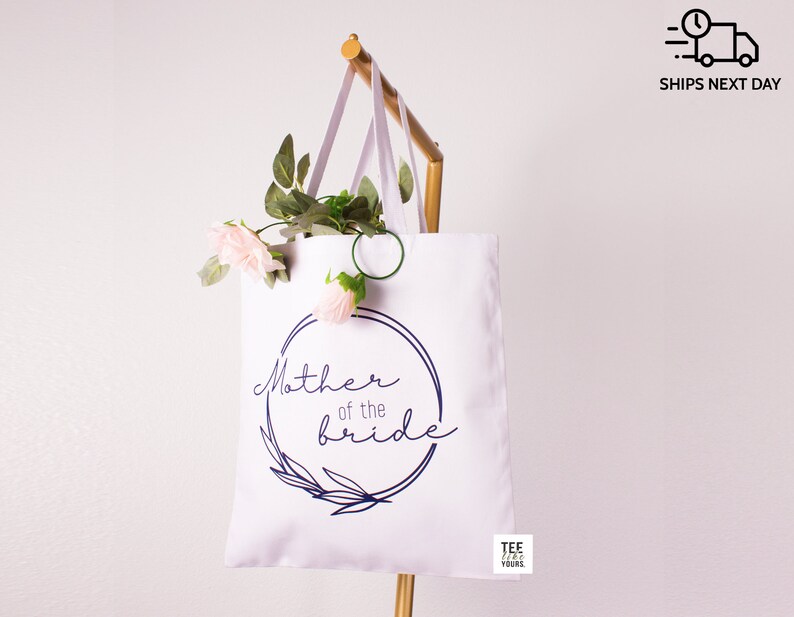 Parents Wedding Gift Tote Bags – Personalized Mother of the Bride & Mother of the Groom Canvas Tote – Wedding Day Keepsake Gift image 3