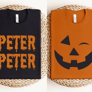 Peter Peter Pumpkin Eater. Halloween Matching Shirts, Halloween Couple Gift, Couple Halloween tees. Pumpkin couple outfit. Fall shirts image 2