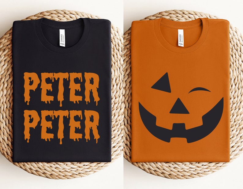 Peter Peter Pumpkin Eater. Halloween Matching Shirts, Halloween Couple Gift, Couple Halloween tees. Pumpkin couple outfit. Fall shirts image 2