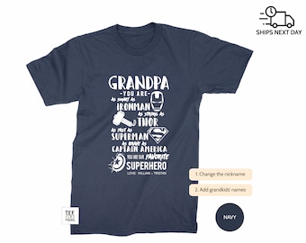 Personalized Superhero Grandpa T-Shirt: Custom Grandkids Names