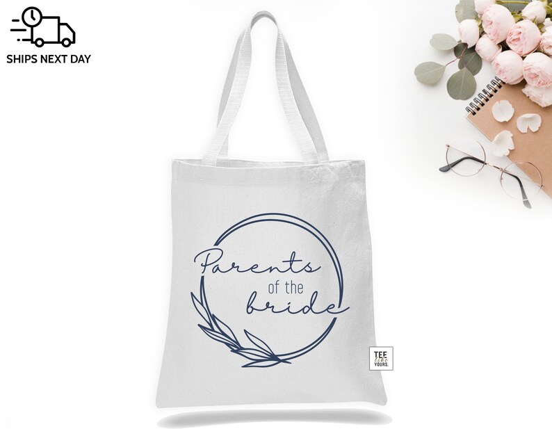 Parents Wedding Gift Tote Bags – Personalized Mother of the Bride & Mother of the Groom Canvas Tote – Wedding Day Keepsake Gift image 6
