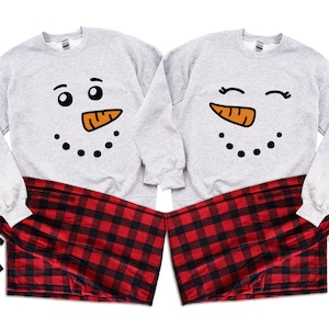 Couple Christmas pajamas. Snowman Snowwoman. Couple Matching Pajamas. Holiday Pjs. Christmas PJs. Buffalo Plaid Pajamas, Price per Pj | ASH