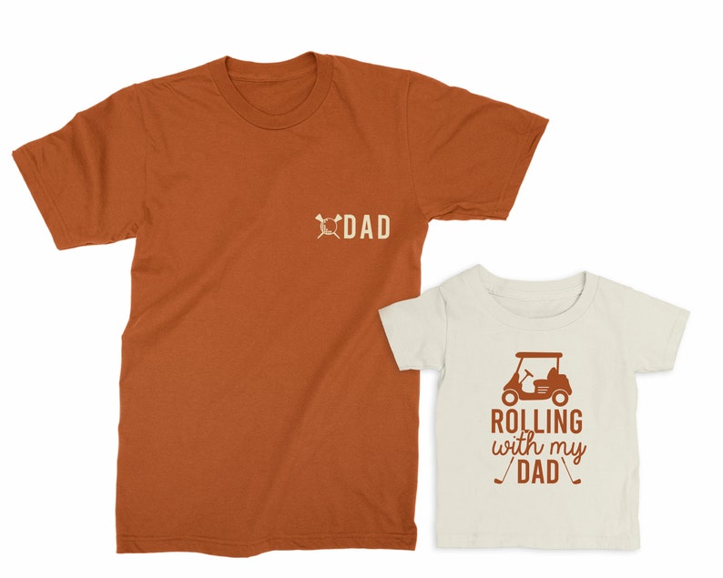 Dad & Rolling with my dad. Father's Day gift for Father, Son, Daughter, Baby. Matching Golf T-shirt Set. Father Son matching tees. Golf Dad image 4