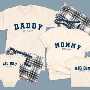 Family Matching Pajamas and Bodysuit. New Mom Dad and Baby Loungewear. Baby Shower Gift. New mom gift. Hospital Outfit. New Sibling shirt