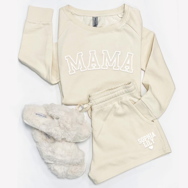 Personalized Mama gift set. Custom Mama Outfit. Mom Coming home outfit. Mom Loungewear. Mama Sweatshirt. Baby Shower Gift. Hospital Outfit