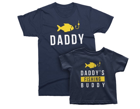 Daddy and Daddy's Fishing Buddy Christmas Gift for Father and Son,  Daughter, Baby. Matching T-shirt Set. Birthday Gift for Dad & Son. 