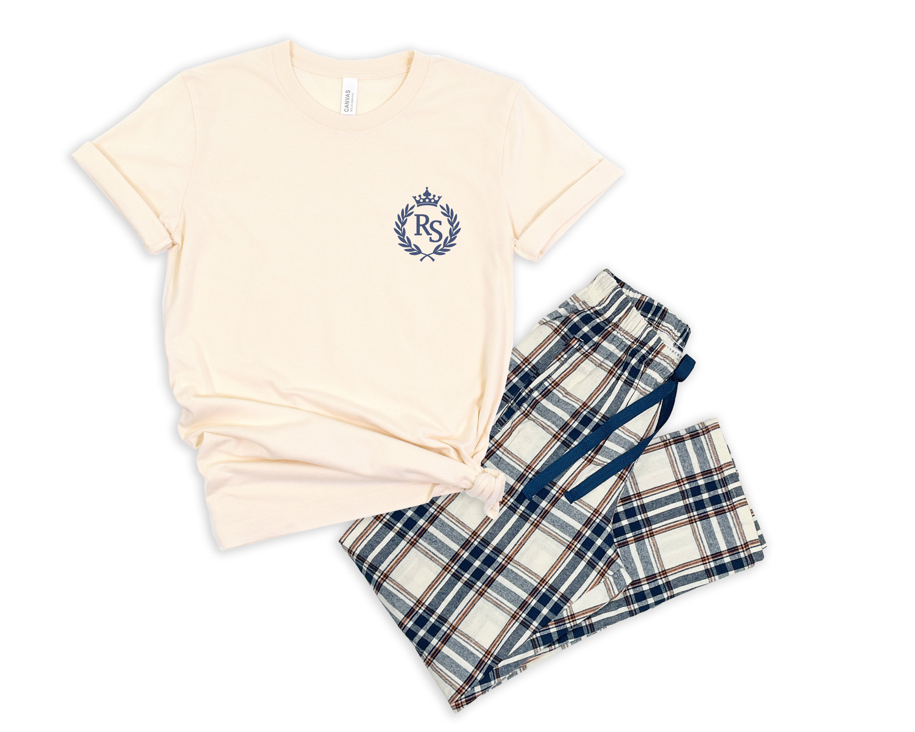 Couple Matching Pajamas with Custom Initials. Personalized Husband