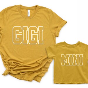 Gigi & Mini Outline Matching grandma, grandchild shirts. Custom Grandma Shirt. Mother&#39;s Day gift. 1st time grandma gift. New Grandma gift