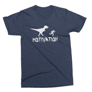 MOTIVATION Unisex Funny T-shirt. Dinosaur Birthday Tee. This is my way to get motivated T-shirt Gift for him. Running from a Dinosaur. image 2