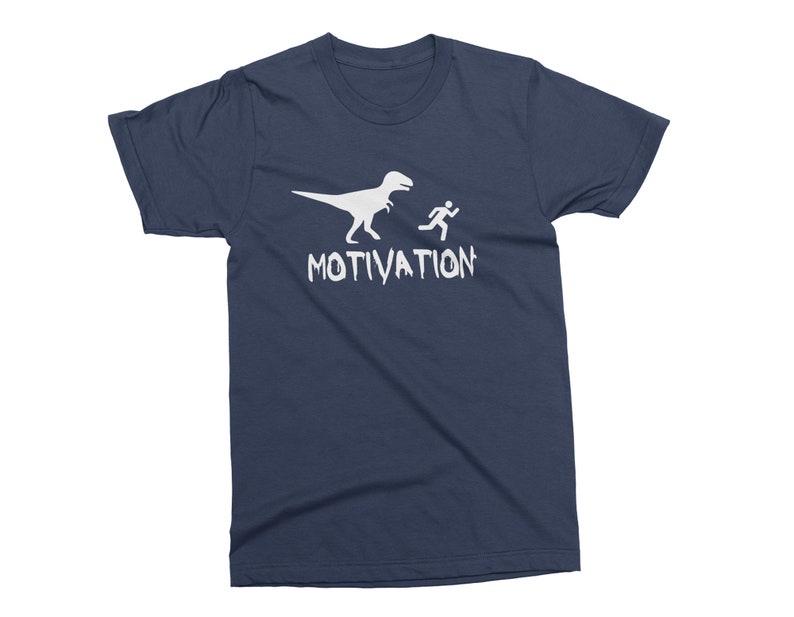 MOTIVATION Unisex Funny T-shirt. Dinosaur Birthday Tee. This is my way to get motivated T-shirt Gift for him. Running from a Dinosaur. image 2