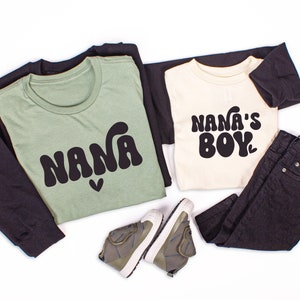 Nana & Nana&#39;s Boy-  Retro Matching grandma and grandson t-shirts. Nana Shirt. Mother&#39;s Day gift grandma. 1st time grandma gift. New Grandma
