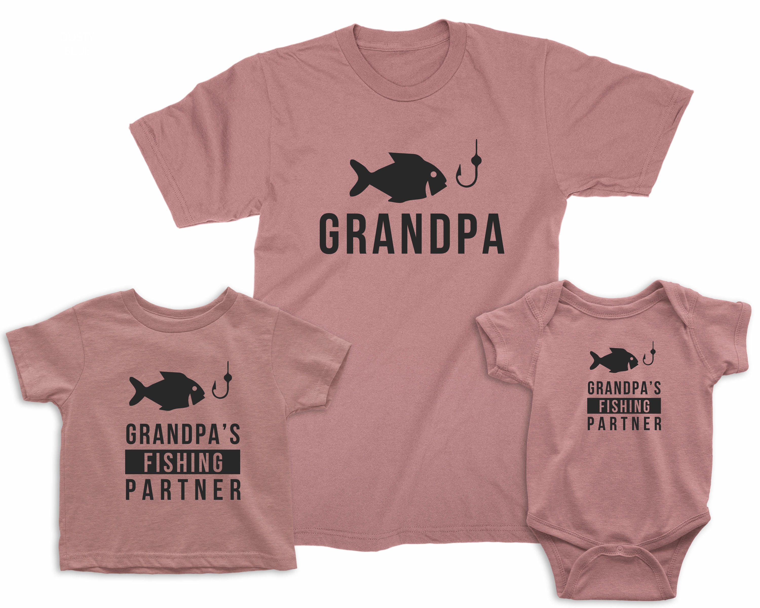 Grandpa and Grandpa's Fishing Partner. Matching T-shirts for