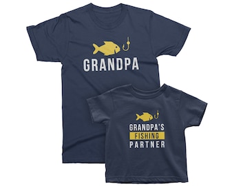 Grandpa and Grandpa's Fishing Partner. Matching t-shirts for Grandpa and grandson/granddaughter. Father's Day / Birthday gift for Grandpa