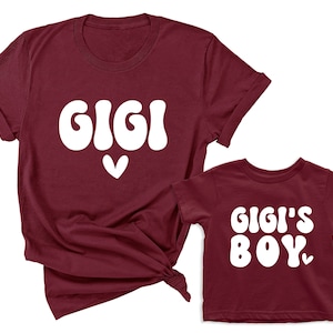 Gigi & Gigi&#39;s Boy-  Retro Matching grandma and grandson t-shirts. Retro Grandma Shirt. Mother&#39;s Day gift. 1st time grandma gift. New Grandma