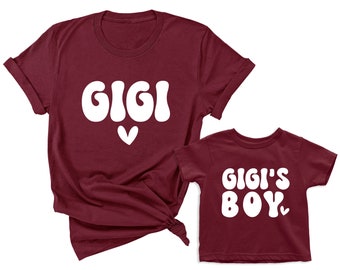 Gigi & Gigi's Boy-  Retro Matching grandma and grandson t-shirts. Retro Grandma Shirt. Mother's Day gift. 1st time grandma gift. New Grandma