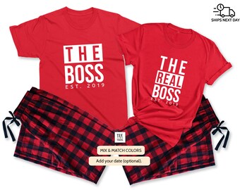 The Boss the Real Boss Couple Matching Pajamas. Christmas