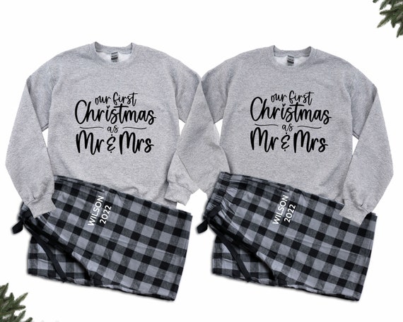 Our First Christmas as Mr. Mrs. Couples Christmas Pajamas